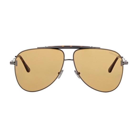 NEW FT1018/S 08E TOM FORD TF1018 08E MEN AVIATOR GUNMETAL BROWN SUNGLASSES - Picture 2 of 3
